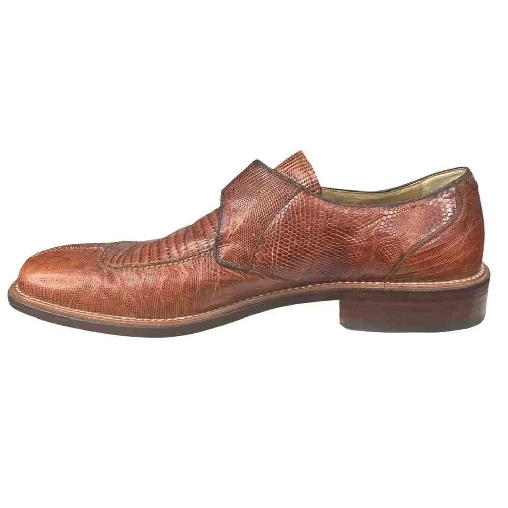 Julio Blanco Men’s Brown Lizard Monk Strap Dress Shoes Size US 10.5